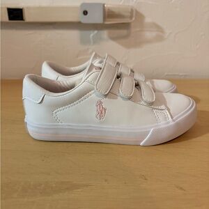 Girls Classic White Polo Ralph Lauren Sneakers - Size 10.5